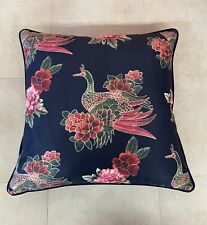 Scatter Cushion - Stunning Navy & Pink Peacock Design - Luxury FIBRE  filled