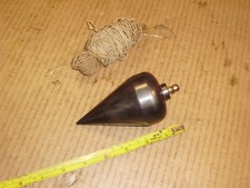 Vintage 1.2kg 5" steel conical plumb bob with brass screw top
