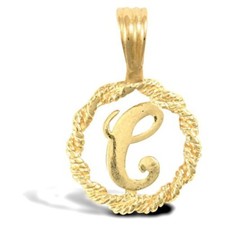 GOLD INITIAL PENDANT ROPE SOLID 9CT YELLOW GOLD LETTER INITIAL 9CT YELLOW CHARM