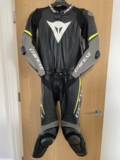 Dainese Size EU 48 Laguna Seca 4 Leather Suit 2 Piece Black/Grey/Flo Yellow 2PCS