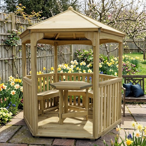 Hexagonal wooden gazebo x6 - gazebo,, 7'x6'