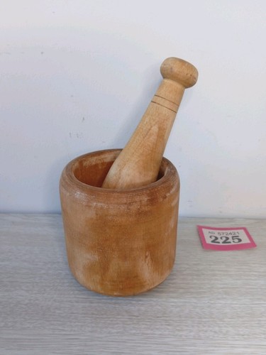 Small wood pestle and - small, mortar