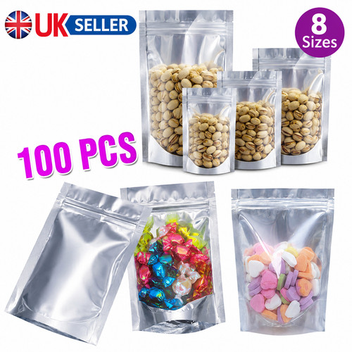 Clear silver resealable stand - clear,