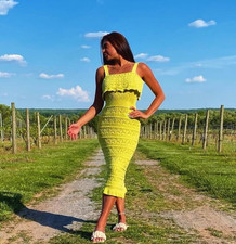 ZARA LONG LIME GREEN KNIT DRESS   Size S 5802/039