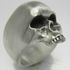 MJG STERLING SILVER UBER SKULL RING. SATIN FINISH. BIKER. FREE SIZING