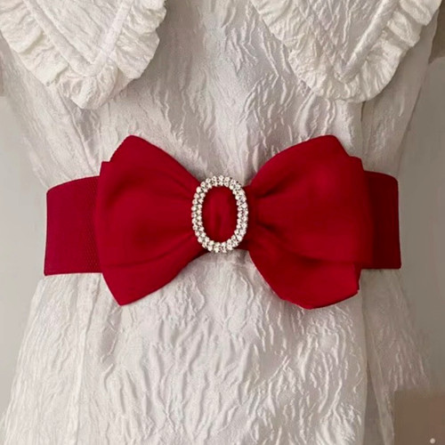 Red bridal sash belt - belt, bow