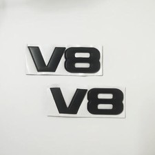 2x Huge Matte Black V8 Metal