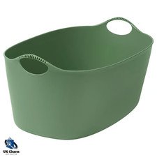 IKEA TORKIS Laundry Basket Green Flexible Plastic Tub with Handles Durable 35L