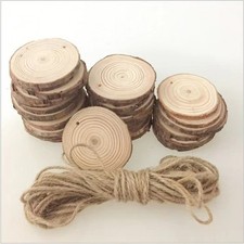 10-50Pcs Tree Bark Log Wooden Circles Craft Xmas 6-8CM Wood Slices Round Discs