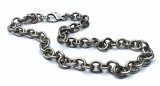 Heavy Solid 925 Sterling Silver 10mm Rolo Link Chain 16.5” Necklace - 62.9g