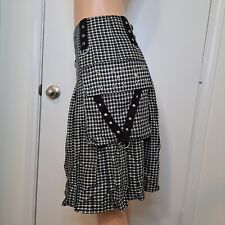 Dead Threads Gingham Rockabilly Goth Midi Skirt Pockets Womans Size M B&W