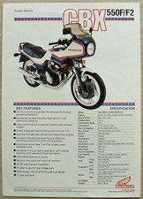 HONDA CBX550F/F2 SUPER SPORTS MOTORCYCLE Sales Specification Leaflet c1982