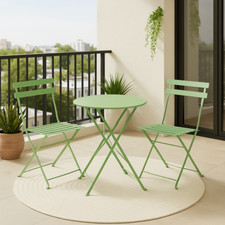 3Pcs Folding Bistro Set Outdoor Garden Metal and Chair Set Powder Coated 4 Color