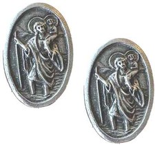 2 x St Christopher Handcrafted From English Pewter Pin Badges -Hin-1590