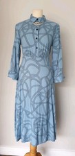 Vintage 1920s 1930s Style Blue Geometric Downton Dress Size 12 14 Peaky Blinders
