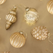 12 Piece Gold Coloured Glass Bauble Collection - grade B return RRP £26.39