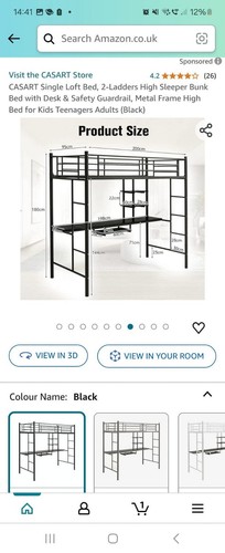 Black high sleeper single - single, bed