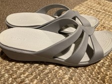 Women’s Crocs Grey Wedge Slip-on Sandals Size UK 7 (US 9) - Some Marks - See Pix