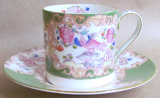 MINTON GREEN COCKATRICE COFFEE / DEMITASSE CUP AND SAUCER - MINTON (12044)