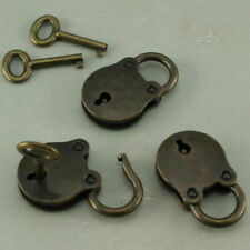 3 * Old Vintage Antique Style Mini Padlocks Key Lock Bronze Retro Jewelry Lock c