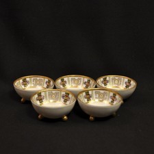 Noritake M-in-Wreath 5 Nut Salt Cellars Nippon Hand Painted Gold White 1911-1918
