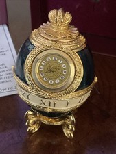 Joan Rivers Imperial Treasures Enamel Faberge Egg Clock with Stand and Box