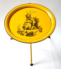 VINTAGE FRENCH TOLEWARE FOLDING OCCASIONAL SIDE TABLE c1960