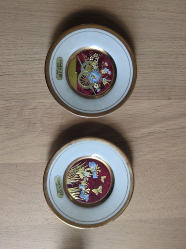Pair chokin art plates 24k - art,