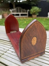 Antique Victorian Mahogany Folding Extending Bookshelf Book Trough Marquetry