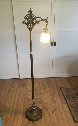 Bridge arm floor lamp - floor, brass