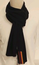 PAUL SMITH MENS SCARF SOFT MERINO WOOL BLACK KNITTED SIGNATURE MULTI STRIPE BNWT