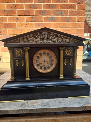 Antique french slate clock - antique,