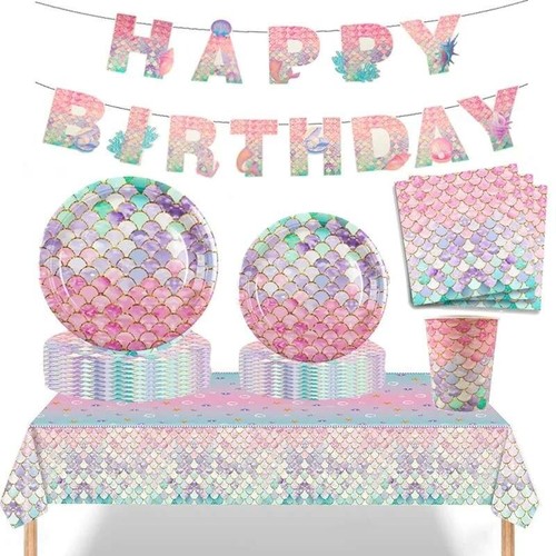 Mermaid tableware birthday - tableware,