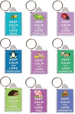 Various Keep Calm Animals & Birds  - Double Sided Large Keyring Gift/Present