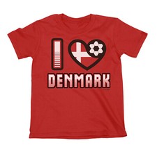 Adult or Kids I LOVE DENMARK Football TShirt 2024 Danish Euro World Cup