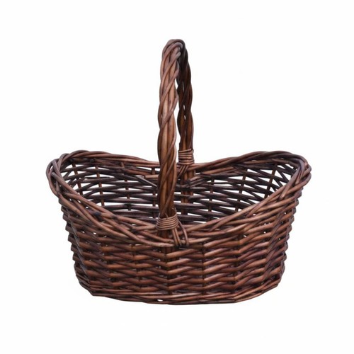 Oval wicker basket with handle - oval,