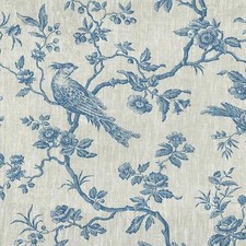 Textiles français The Regal Birds Toile de Jouy fabric - Denim Blue