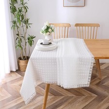 Majestic Giftware Polyester Tablecloths for Rectangle Tables - White Lace | 7...