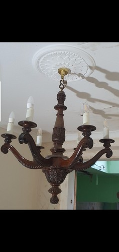 Hand carved wooden - , chandelier