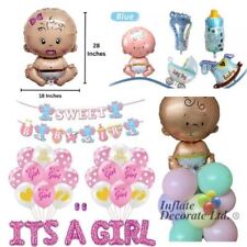 Baby Shower Foil Balloons Boy Girl Reveal Gender Latex Balloon Party New Born UK
