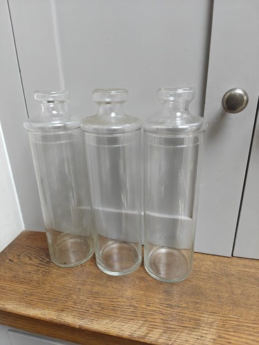 Tall glass vases with - glass, lids