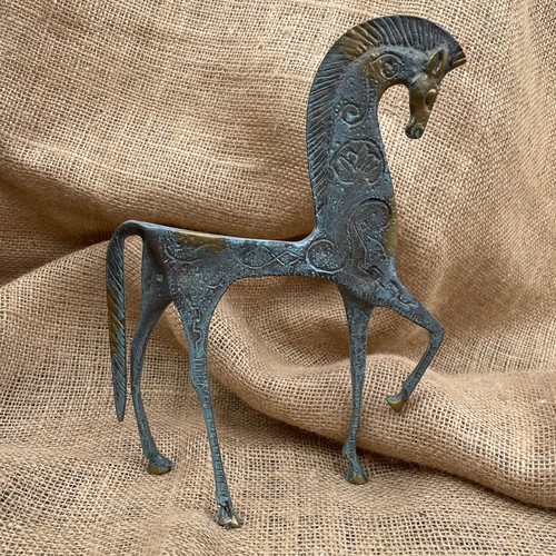 Verdigris brass etruscan horse - brass,