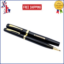 VINTAGE WATERMAN NO 7 FOUNTAIN PEN SET BLACK SPRINGY 14K GOLD BROAD NIB CANADA