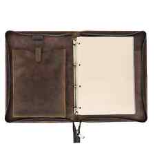 Luxury Retro A4 Cowhide Business Leather Portfolio with 4 Ring Binder Sketchbook
