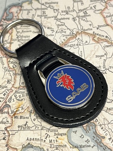 Saab enamel black leather - enamel, key