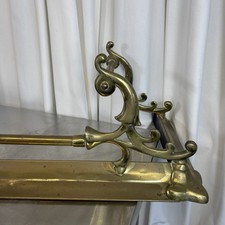 Antique Victorian Brass Fire Fender Kerb Fireplace Surround Absolutely Stunning