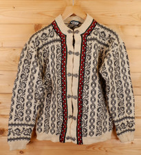 Men's Dale Of Norway Norwegian Nordic Fair Isle Wool Cardigan Jumper 50 M Short