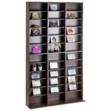 Uimoso Media Storage Cabinet 12 Layers Adjustable DVD Shelves 1080 CDs Espresso