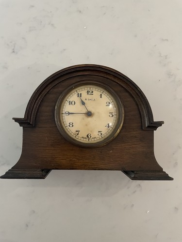 Brown wooden mantel clock - mantel,