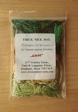 Thick silk thread, bag of 10 green, yellow, brown threads, each 2m approx.